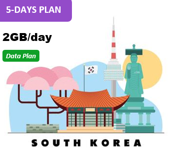 South Korea 5 Days Unlimited Data(2GB/day high speed)